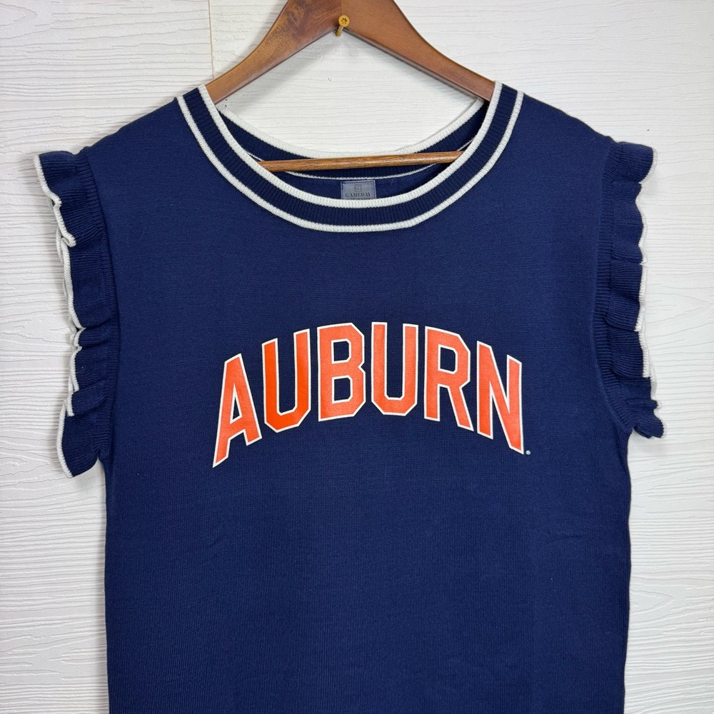Auburn Navy Sleeveless Ruffle Bring The Drama Top - Picture 2 of 9